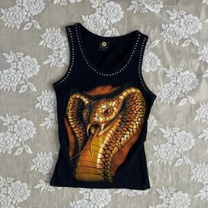 Vintage Miami Style Cobra Rhinestone Tank Top Size S